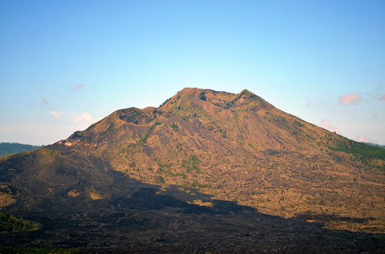 old sleeping volcano and the burnt earth around after the eruption