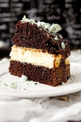 Chocolate cake with cheesecake inside