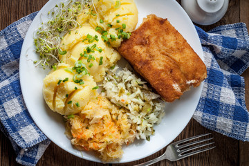Fried fish fillet of cod.