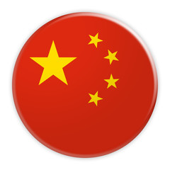 China Flag Button, News Concept Badge, 3d illustration on white background