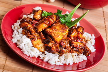 Chinese sticky pork sirloin roasted with a sweet and savory sauce