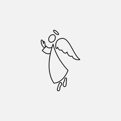 Stick figure angel icon and wings
