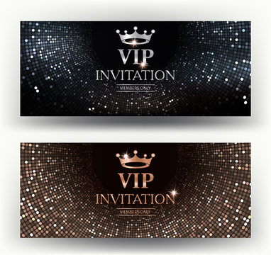 VIP elegant invitation cards with abstract background. Vector illustration