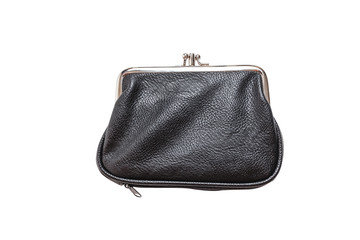 Black leather Purse isolated on white