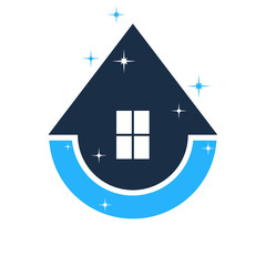 House cleaning service logo. Abstract concept. Raster illustration on white background.