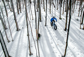 Fat biker riding in the snow
