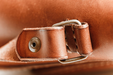 Detail Leather bag close-up.