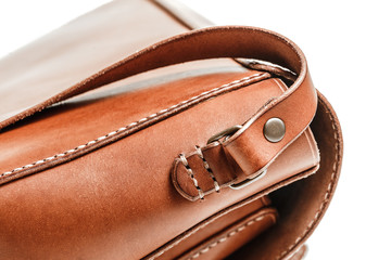 Detail Leather bag close-up.