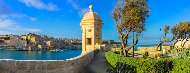 Malta Senglea Panorama - Gardjola Gardens - Ġnien il-Gardjola, Watch Tower Fort Saint Michael, Forti San Mikiel,