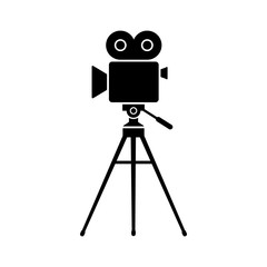 Movie camera vector icon, isolated object on white background - obrazy, fototapety, plakaty