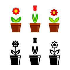 Flower vector icons on white background