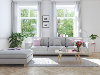 modern living room in townhouse. 3d rendering - 140521837