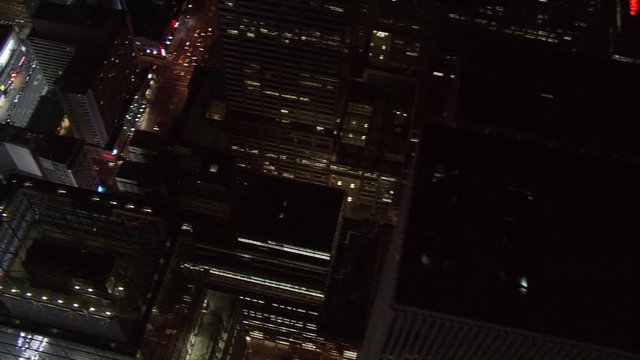  Night flight over New York City . Shot in 2005.