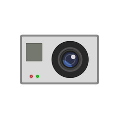 Active camera image in a realistic style. Camera icon on a white background