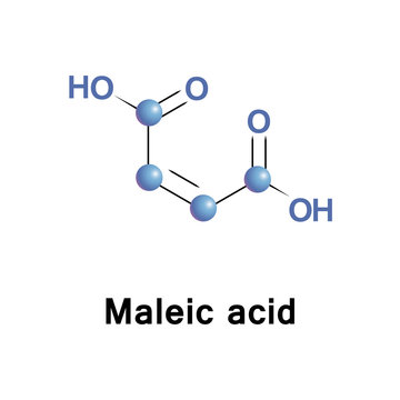 Maleic acid or cis-butenedioic acid is an organic compound that is a dicarboxylic acid, a molecule with two carboxyl groups. Its chemical formula is HO2CCHCHCO2H