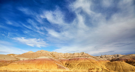 Badlands National Park panoramic view, South Dakota, USA.