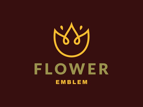 Floral logo with three leaves - vector illustration, emblem design on dark background