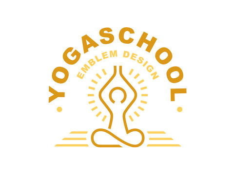 Outline yoga logo - vector illustration, emblem design on light background