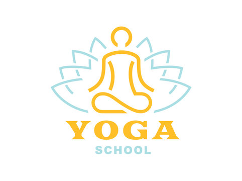 Lotus yoga logo - vector illustration, emblem design on light background