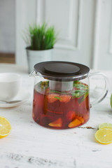 Fresh fruit tea mint apples orange