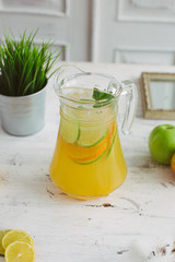 Fresh lemonade drink orange detox mint