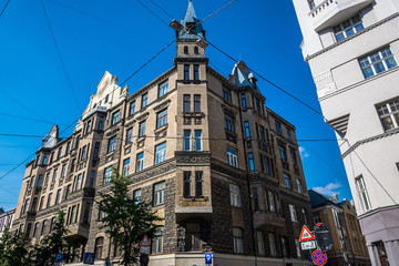 Apartment building on Gertrudes Street in Riga, Latvia
