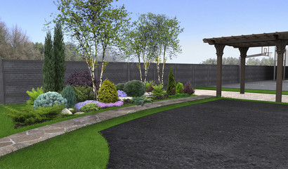 Backyard design ideas, 3d render