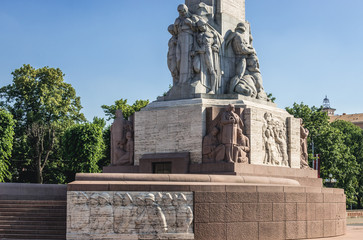 Obraz premium Details of base of Freedom Monument in Riga, Latvia