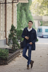 Fototapeta premium Hipster man walking in the streets