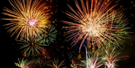 Colorful fireworks over dark sky