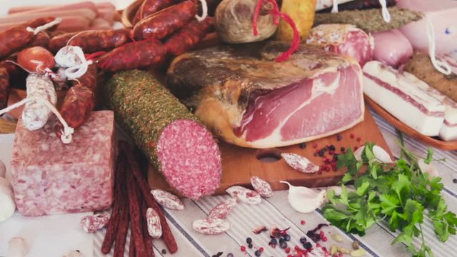 delicious variety of meats on table