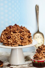 Homemade Chocolate dome cake with coffee buttercream frosting
