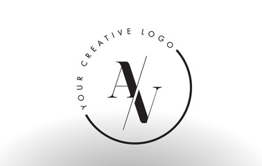 AV Serif Letter Logo Design with Creative Intersected Cut.