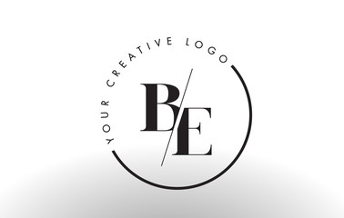 BE Serif Letter Logo Design with Creative Intersected Cut.