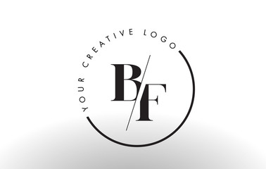 BF Serif Letter Logo Design with Creative Intersected Cut.