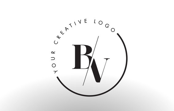 BV Serif Letter Logo Design with Creative Intersected Cut.