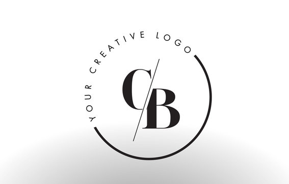 CB Serif Letter Logo Design with Creative Intersected Cut.