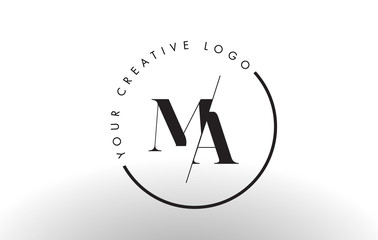 MA Serif Letter Logo Design with Creative Intersected Cut.