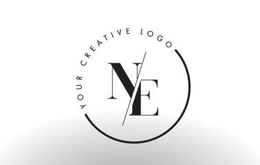 NE Serif Letter Logo Design with Creative Intersected Cut. - obrazy, fototapety, plakaty