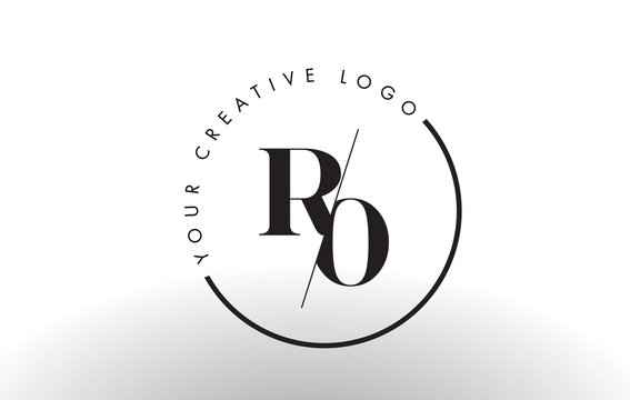 RO Serif Letter Logo Design with Creative Intersected Cut.