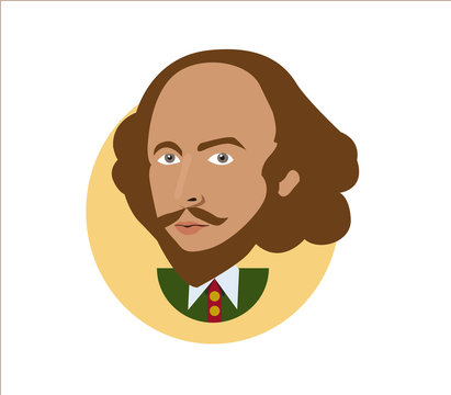 William Shakespeare Flat Icon Portrait Illustration