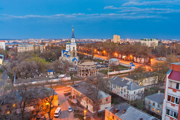 View to memorial of destroyed and Rotunda and Church of Vladimir