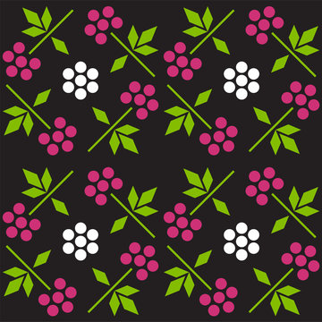 Seamless pattern with raspberry. Minimalism and scandinavian style