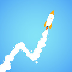 Rocket and the space infographic. Rocket launch. Concept.  Start up, business and promotion for success.