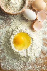 Raw egg and flour.