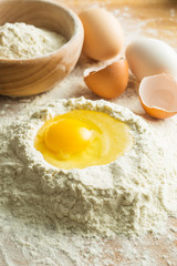 Raw egg and flour.