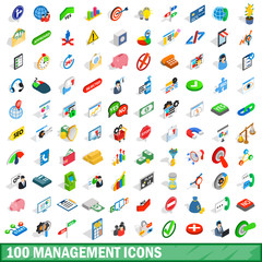 100 management icons set, isometric 3d style