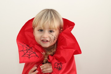 Girl vampire costume on Halloween, New Year or Christmas ar just childrens party or quest.