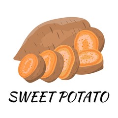 Sweet potato. Flat design. Vector illustration. Ripe vegetable for Your ideas.