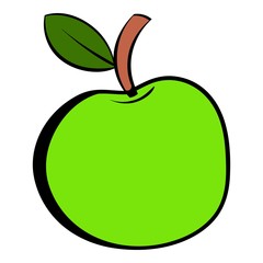 Green apple icon cartoon